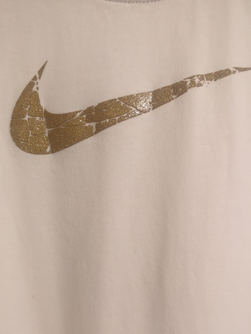 Nike White Performance Tank with Gold Swoosh and Black Trim - Picture 3 of 5